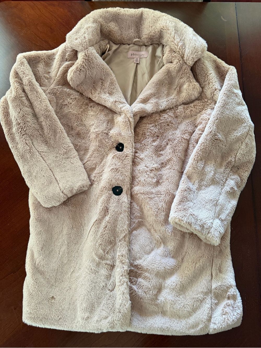 Philosophy Faux-Fur Teddy coat in Light Beige size Medium - Pea Coat styling